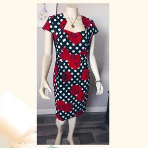 Grace Karin Dress floral Red 🌹 Roses and white dots.$firm.